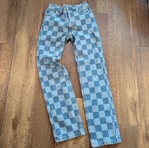 Abercrombie Kids Blue Checkered Straight Jeans